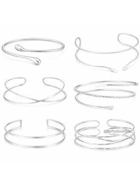 Adjustable Arm Cuff Bracelet Set Boho Bangle Jewelry for Women